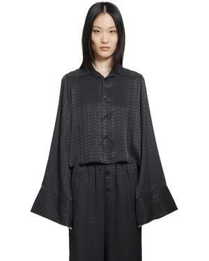 MM6 by Maison Margiela Viscose Blend Jacquard Shirt - Black