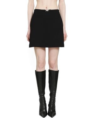 Versace Double Wool Crepe A-Line Mini Skirt - Black