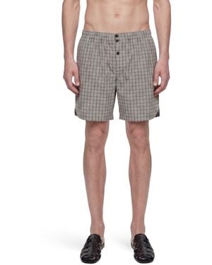 Hed Mayner Viscose Linen Check Shorts - Grey