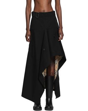 Burberry Gabardine Asymmetric Trench Skirt - Black