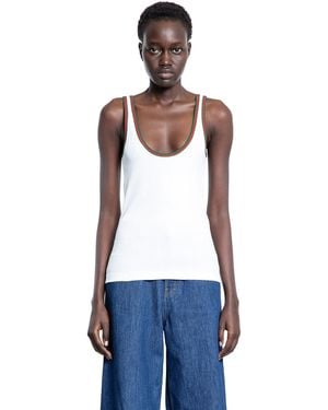 Gucci Cotton Rib Web Tank Top - White