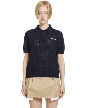 Miu Miu Cotton Polo Shirt - Blue