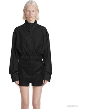 Rick Owens Collared Mac Shirt - Black