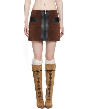 Marni Suede And Leather Mini Skirt - Brown