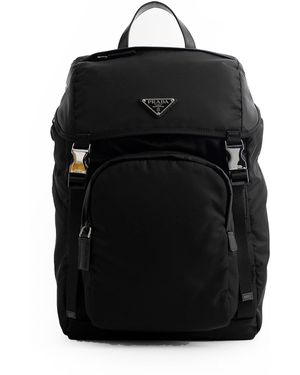 Prada Nylon And Saffiano Leather Backpack - Black
