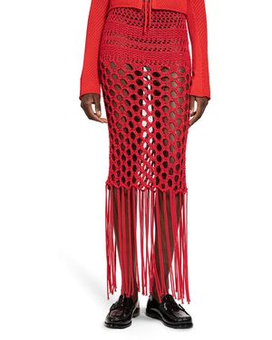 Laneus Crochet Knit Skirt - Red