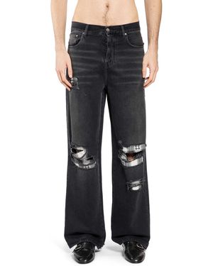 Amiri Flannel Repair Baggy Jeans - Black