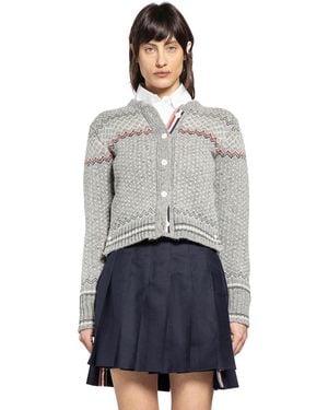 Thom Browne Fairisle Jersey Float Cardigan - Gray