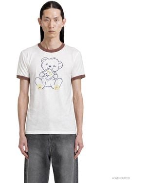 Kapital 20/-Jersey Ringer T (Peckish Little Bear) - White