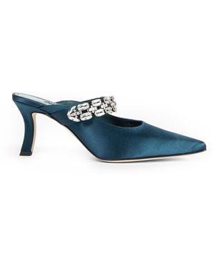 Manolo Blahnik Tamolmu Kitten Pumps - Blue