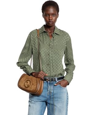 Gucci Gg Jacquard Long-Sleeve Shirt - Green