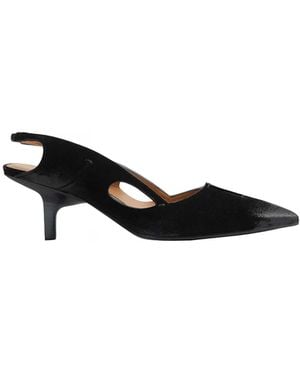 Capasa Velour Slingback Court Shoes - Black