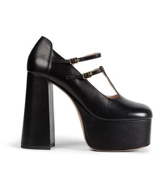 Chloé Platform Leather Mary Jane Court Shoes - Black