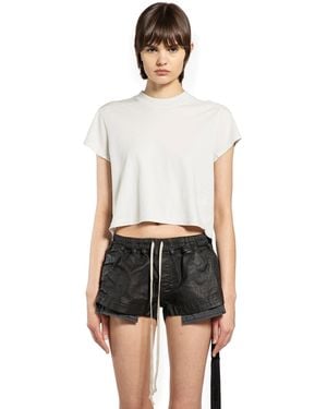 Rick Owens Temple Cropped Small Level T-Shirt - White