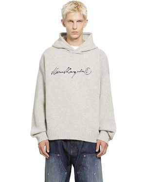 MM6 by Maison Margiela Hooded Knit Jumper - Grey
