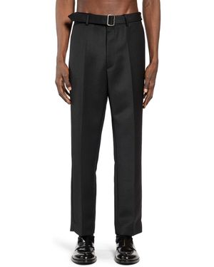MM6 by Maison Margiela Belted Wool Trousers - Black
