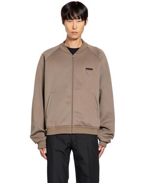 Prada Techno Jersey Bomber Track Tacket - Brown