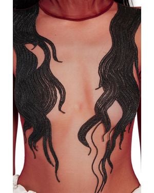Dilara Findikoglu Embroidered Hair Bodysuit