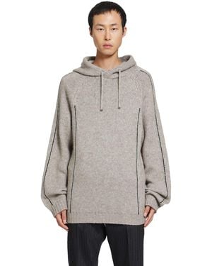 Giorgio Armani Alpaca Wool Knit Hoodie - Grey