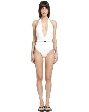 Gucci Jersey Bodysuit With Metal Tag - White