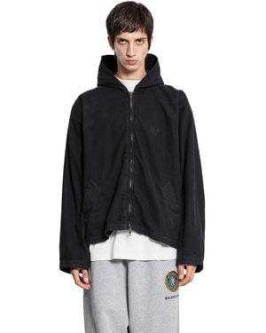 Balenciaga Hooded Zip-Up Jacket - Black