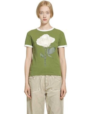 Acne Studios Rose Graphic T-Shirt - Green