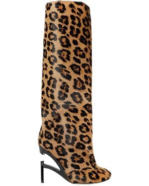 NVL-GARDE Broken Heel Leopard Knee-High Boots - Brown