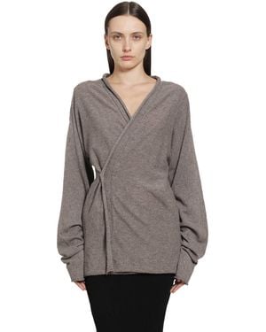 Yehuafan Cashmere Wrap Top - Gray