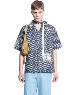 Valentino Toute La V Silk Twill Bowling Shirt - Blue