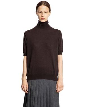 Prada Cashmere Short Sleeve Turtleneck - Brown