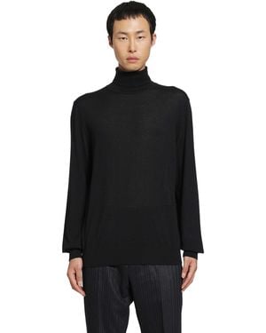 Giorgio Armani Stretch Viscose Cupro Velvet Blazer - Black
