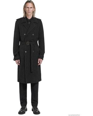Nicolo' Ceschi Berrini Cotton Wool Trench Coat - Black