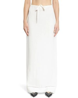 Prada Embroidered Linen Maxi Skirt - White