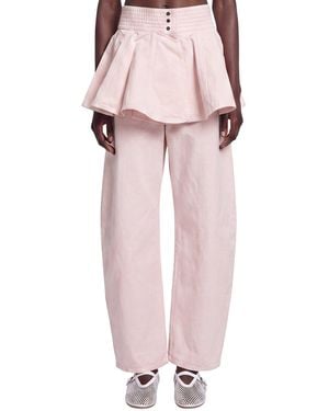 Alaïa Denim Peplum Belt Skirt - Pink