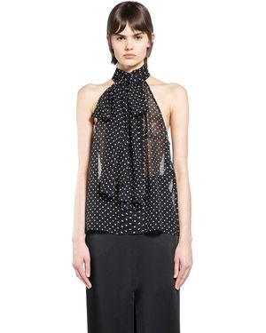 Tom Ford Polka Dot Silk Georgette Halter Top - Black