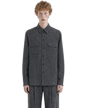 Valentino Boutonné Wool Overshirt - Gray
