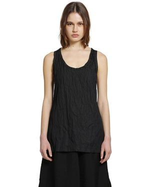 TOTEME Crinkled Cotton Tank Top - Black