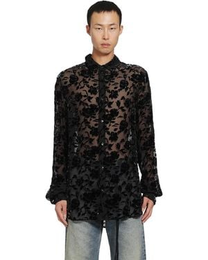 Ann Demeulemeester Andre Roses Dévoré Shirt - Black
