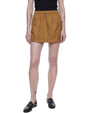 Gucci Slub Gg Nylon Mini Skirt - Brown