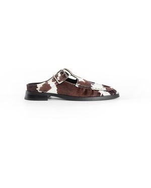 Miista Gianna Cow Print Faux Suede Mules - Brown