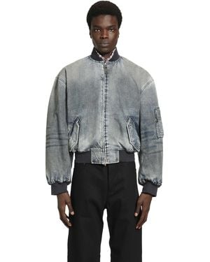 Balenciaga Standard Denim Bomber Jacket - Grey