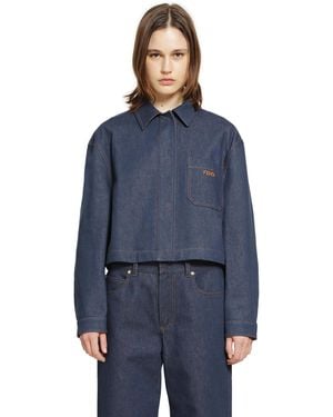 Fendi Cropped Denim Jacket - Blue