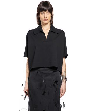 Jil Sander Cropped Polo Shirt - Black