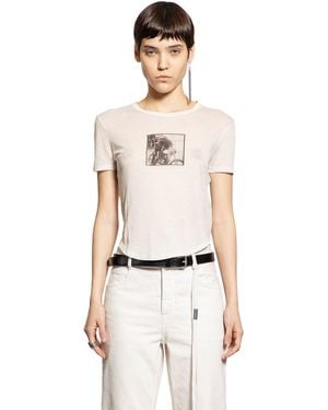 Ann Demeulemeester Floor 'Bikers Kiss' Micro T-Shirt - Natural