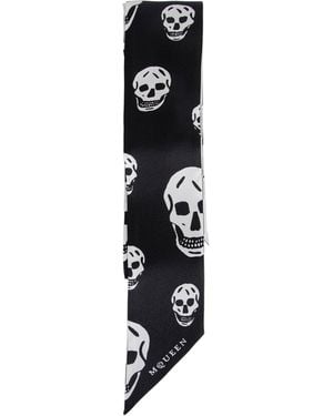 McQueen Ribbon Skull Scarf - Black