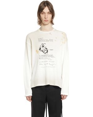 Ann Demeulemeester Emil 'Dear Diary' Long Sleeve T-Shirt - White