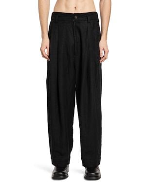 Ziggy Chen Drop-Crotched Wide Leg Trousers - Black