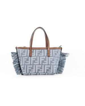 Fendi Mini Roll Denim-Effect Ff Tote - Blue