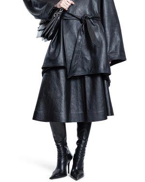 Balenciaga Gonna A Trapezio In Pelle Lucida - Black