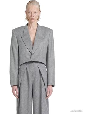 SEBBIE Isabel Cropped Blazer - Grey